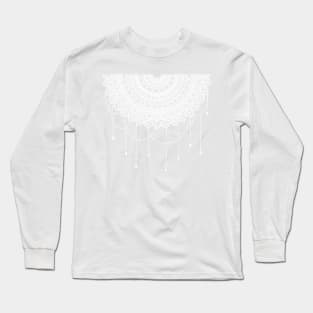 White chandelier mandala on bluish gray Long Sleeve T-Shirt